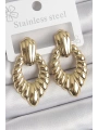 316 Çelik Gold Renk İşlemeli Motiif Model Kadın Küpe