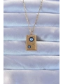 316L Altın Renk İşlemeli Nazarlı Vintage Kolye