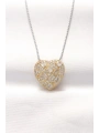 316L Çelik Çift Renk Zirkon Taşlı Kalp Kolye