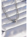 316L Çelik Çift Zincirli Gümüş Renk Topçuk İtalyan Model Kolye