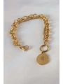 316L Çelik Gold Renk 2li Zincir Model Çeyrek Altınlı Kadın Bileklik