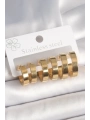 316L Çelik Gold Renk Halka Model Kadın Küpe Seti