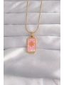 316L Çelik Gold Renk Pembe Mineli Güneş Model Tarot Kolye