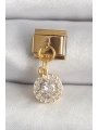 316L Çelik Gold Renk Sallantı Daire Zirkon Taşlı Nomination Charm