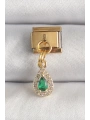 316L Çelik Gold Renk Sallantı Damla Yeşil Zirkon Taşlı Nomination Charm