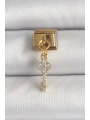 316L Çelik Gold Renk Sallantı Zirkon Taşlı Anahtar Model Nomination Charm