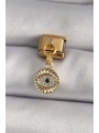 316L Çelik Gold Renk Sallantı Zirkon Taşlı Göz Model Nomination Charm