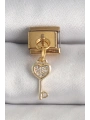 316L Çelik Gold Renk Sallantı Zirkon Taşlı Kalpli Anahtar Model Nomination Charm