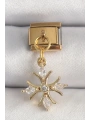 316L Çelik Gold Renk Sallantı Zirkon Taşlı Kar Tanesi Model Nomination Charm