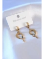 316L Çelik Gold Renk Yılan Model Zirkon Taşlı Kadın Küpe