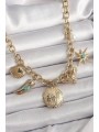 316L Çelik Gold Renk Zincir Sallantılı Çoklu Figür Model Kadın Kolye