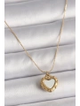 316L Çelik Gold Renk Zincir Sedefli Kalp Model Kadın Kolye