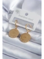 316L Çelik Gold Renk Zirkon Taşlı Göz İşleme Model Kadın Küpe