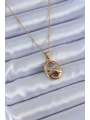 316L Çelik Gold Renk Zirkon Taşlı Kadın Kolye
