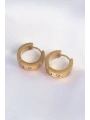316L Çelik Gold Renk Zirkon Taşlı Minimal Model Halka Küpe