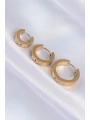 316L Çelik Gold Renk Zirkon Taşlı Model 3lü Halka Küpe