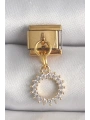 316L Çelik Gold Renk Zirkon Taşlı Sallantı Güneş Model Nomination Charm