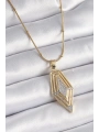 316L Çelik Gold Renk Zirkon Taşlı Vintage Model Kadın Kolye