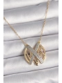 316L Çelik Gold Renk Zirkon Taşlı Vintage Model Kadın Kolye