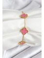 316L Çelik Gold Zincir Pembe Yonca Renk Bileklik