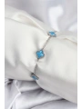 316L Çelik Gümüş Renk Buz Mavisi Baby Boy Yonca Kadın Bileklik