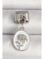 316L Çelik Gümüş Renk Çiçek İşlemeli Beyaz Portre Model Nomination Charm