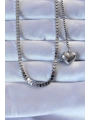 316L Çelik Gümüş Renk Küp Zincirli Kalpli Kolye