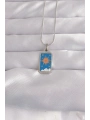 316L Çelik Gümüş Renk Mavi Mineli Güneş Model Tarot Kolye