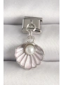 316L Çelik Gümüş Renk Pembe Deniz Kabuğu Model İnci Detay Nomination Charm