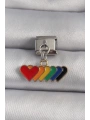 316L Çelik Gümüş Renk Renkli Sallantı Kalp Model Nomination Charm