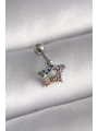 316L Çelik Gümüş Renk Renkli Zirkon Taşlı Yıldız Model Tragus Piercing