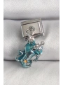 316L Çelik Gümüş Renk Sallantı Mavi Boğa Model Nomination Charm