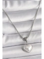 316L Çelik Gümüş Renk Zincir 3D Kalp Model Kadın Kolye