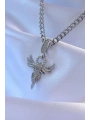 316L Çelik Gümüş Renk Zirkon Taşlı Anka Kuşu Model Kolye