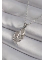 316L Çelik Gümüş Renk Zirkon Taşlı Kanat Model Kadın Kolye