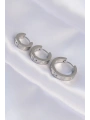 316L Çelik Gümüş Renk Zirkon Taşlı Model 3lü Halka Küpe