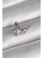 316L Çelik Gümüş Renk Zirkon Taşlı Tragus Piercing