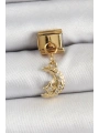 316L Çelik Sallantılı Zirkon Taşlı Ay Model Gold Renk Nomination Charm