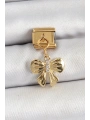 316L Çelik Sallantılı Zirkon Taşlı Fiyonk Model Gold Renk Nomination Charm