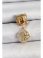 316L Çelik Sallantılı Zirkon Taşlı Hayat Ağacı Model Gold Renk Nomination Charm