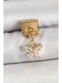 316L Çelik Sallantılı Zirkon Taşlı Kelebek Model Gold Renk Nomination Charm