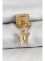 316L Çelik Sallantılı Zirkon Taşlı Kelebek Model Gold Renk Nomination Charm