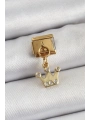 316L Çelik Sallantılı Zirkon Taşlı Kraliçe Tacı Model Gold Renk Nomination Charm