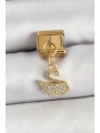 316L Çelik Sallantılı Zirkon Taşlı KuğuModel Gold Renk Nomination Charm