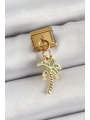 316L Çelik Sallantılı Zirkon Taşlı Palmiye Ağacı Model Gold Renk Nomination Charm