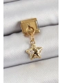 316L Çelik Sallantılı Zirkon Taşlı Yıldız Model Gold Renk Nomination Charm