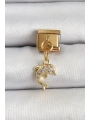 316L Çelik Sallantılı Zirkon Taşlı Yunus Balığı Model Gold Renk Nomination Charm