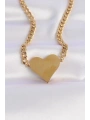 316L Çelik Zincir Altın Renk Düz Plaka Kalp Kolye
