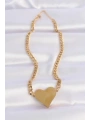 316L Çelik Zincir Altın Renk Düz Plaka Kalp Kolye