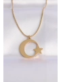316L Çelik Zincir Gold Renk Ay Yıldız Unisex Kolye